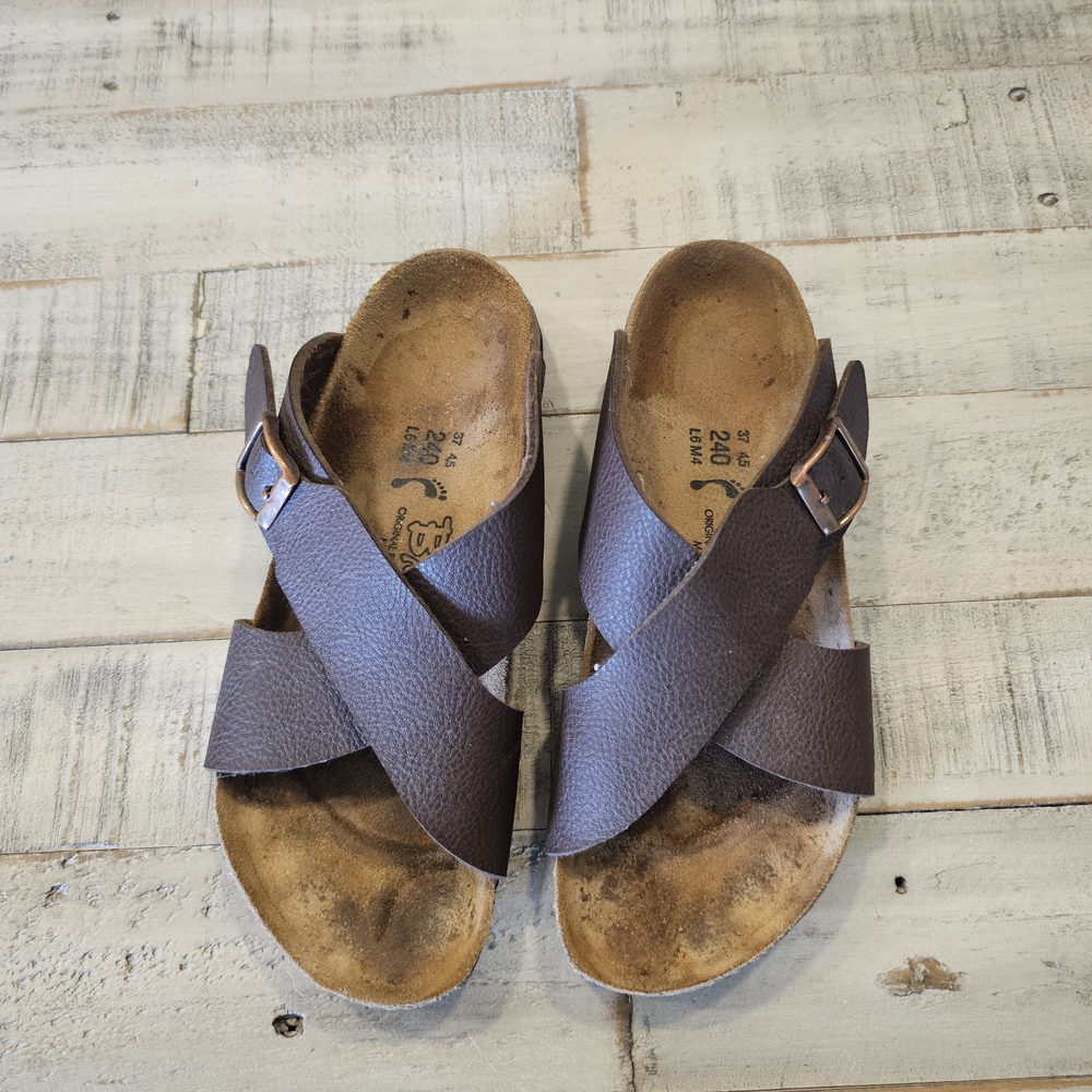 Birkenstock Dark Brown Cross-Strap Sandals